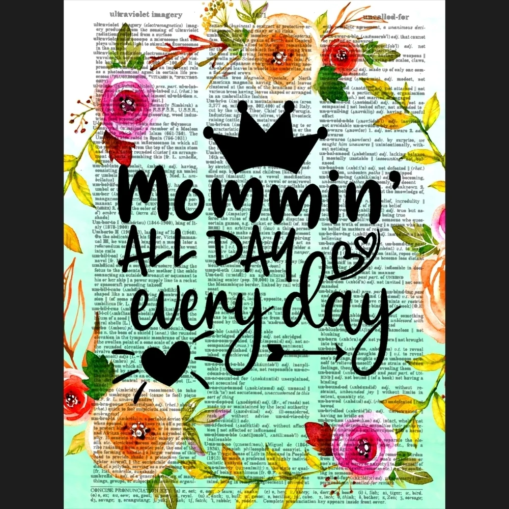 Mommin All Day Dictionary Art Print Mother Gift